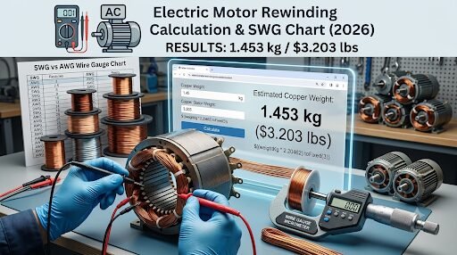 electric motor rewinding calculation formula and wire gauge chart