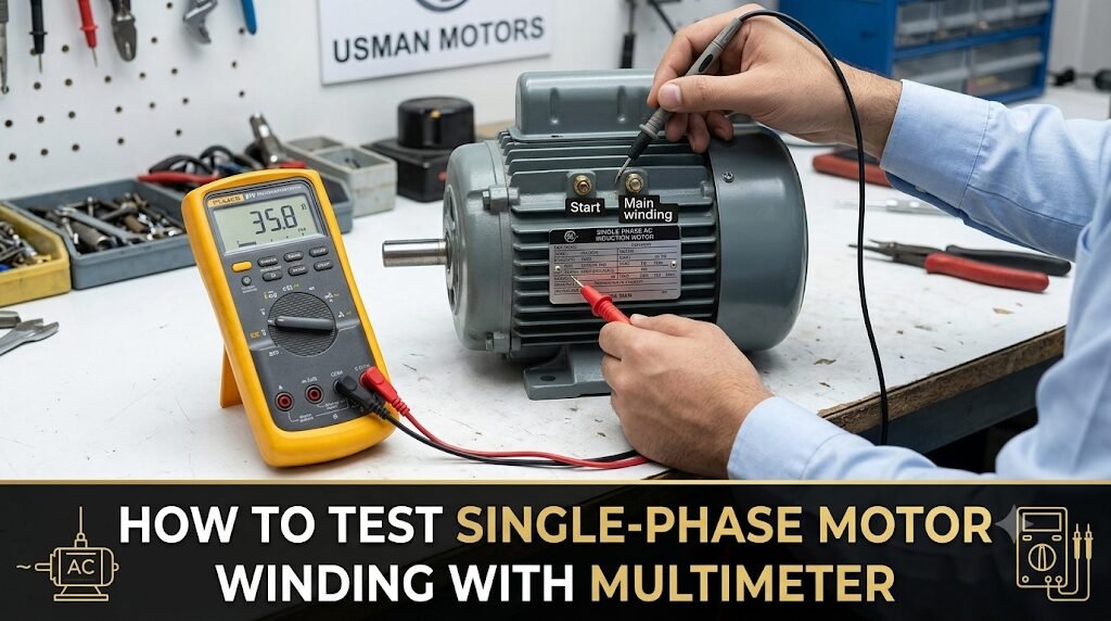 Testing single phase motor winding resistance using digital multimeter